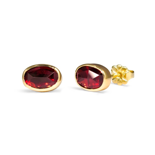 Boucles d'oreilles Grenat Ovale