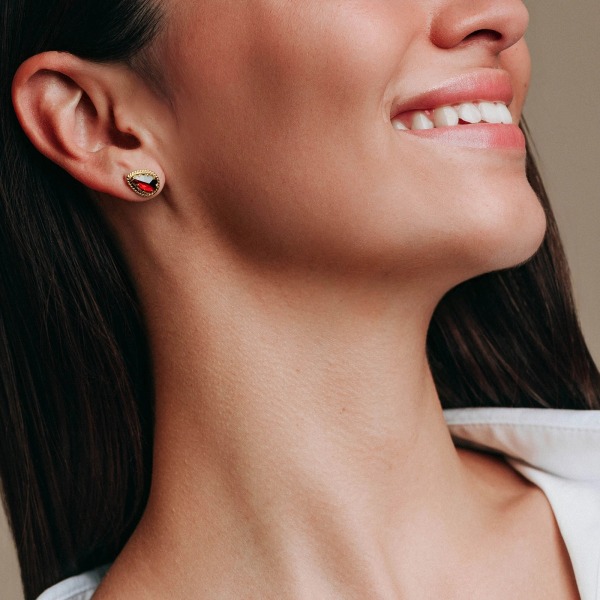 Boucles d'oreilles Grenat Goutte