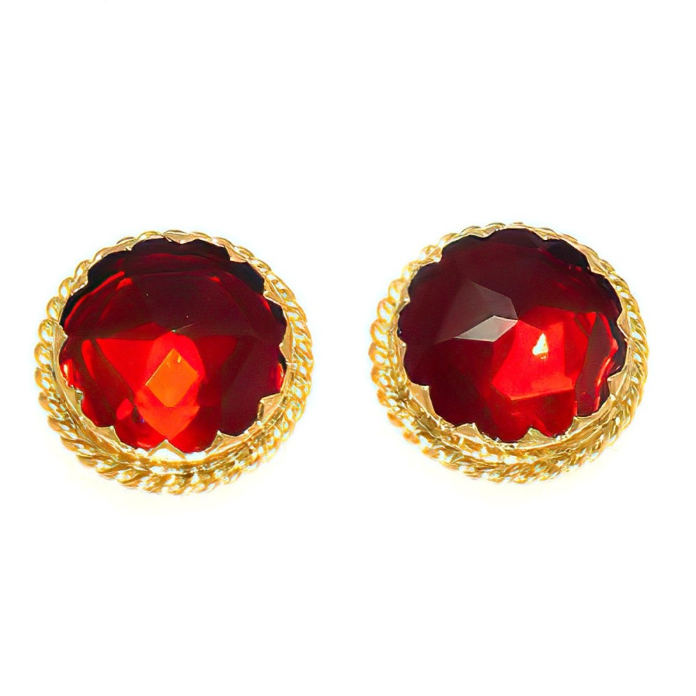 Boucles d'oreilles Grenat Rond