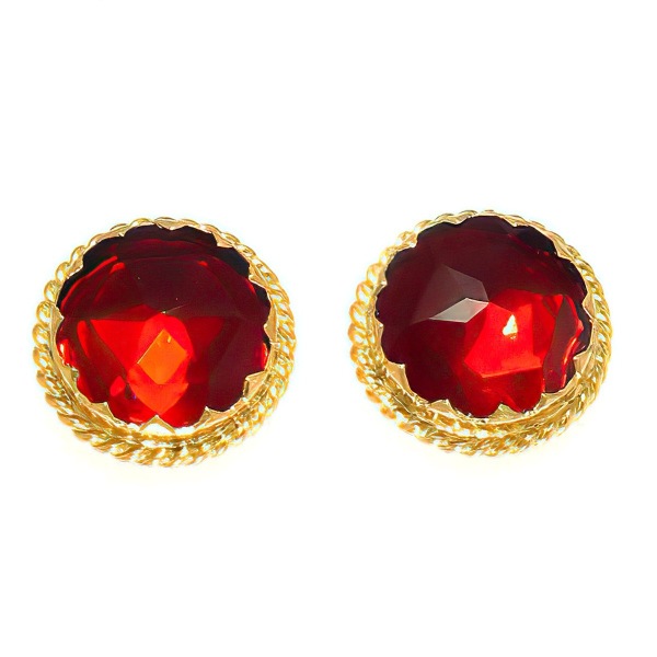 Boucles d'oreilles Grenat Rond