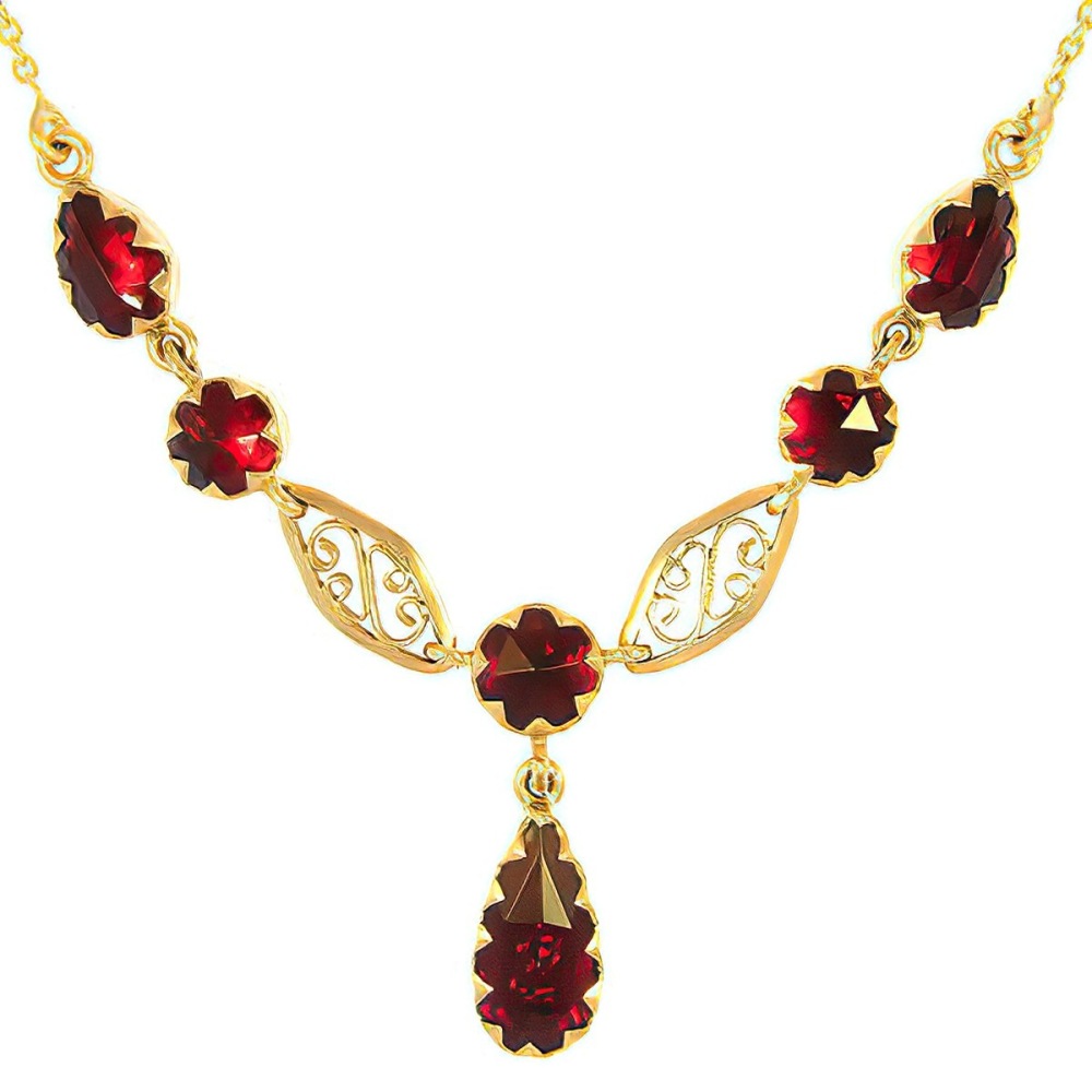 Collier Grenat et Filigranes