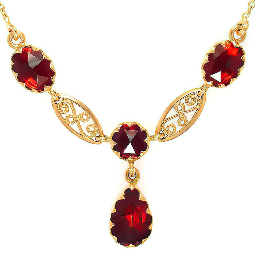Collier Grenat et Filigranes