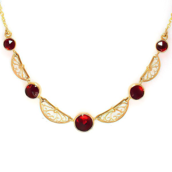 Collier Grenat et Filigranes