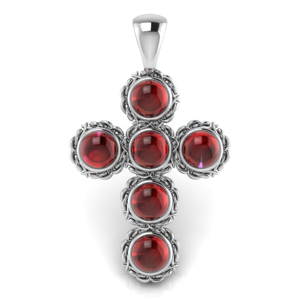 Croix Argent Grenat