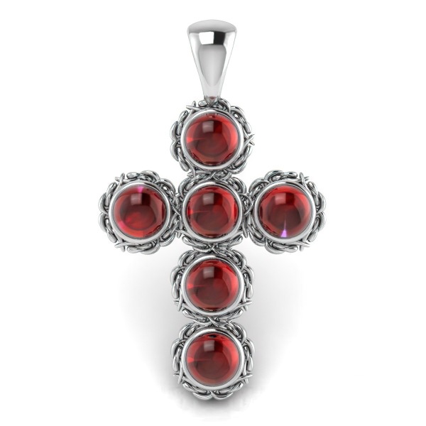 Croix Argent Grenat