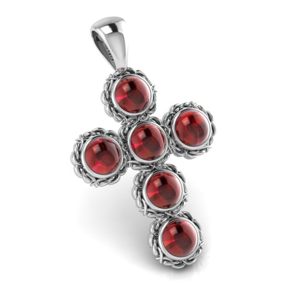 Croix Argent Grenat