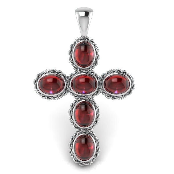 Croix Argent Grenat