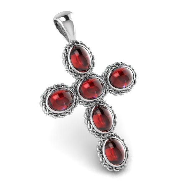 Croix Argent Grenat