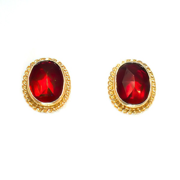 Boucles d'oreilles Grenat Ovale
