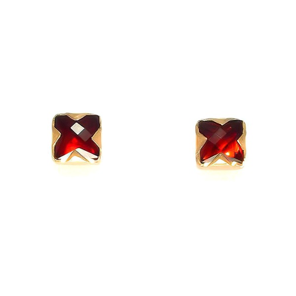 Boucles d'oreilles Grenat Carré