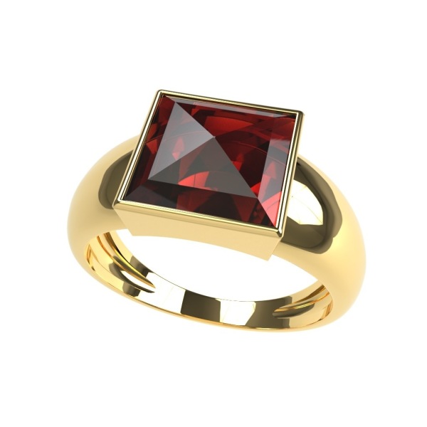 Bague Jonc Grenat Carré