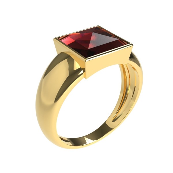 Bague Jonc Grenat Carré