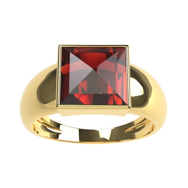 Bague Jonc Grenat Carré