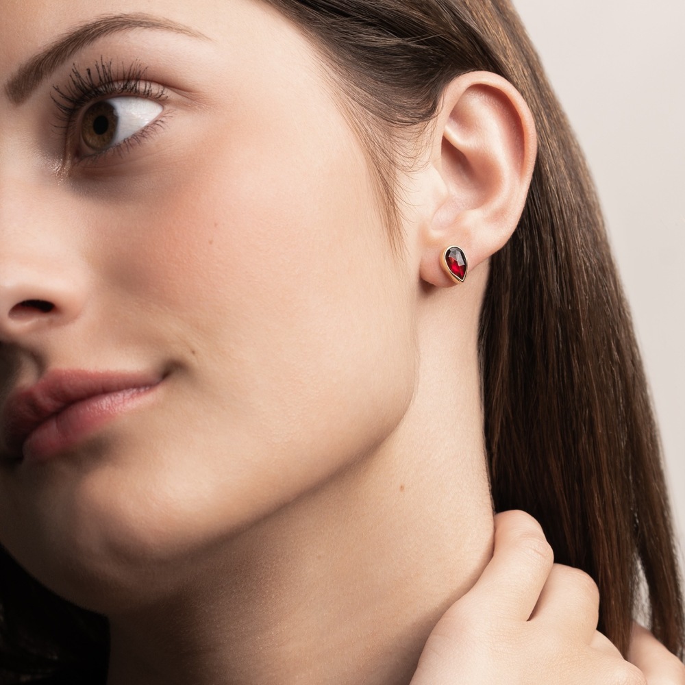 Boucles d'oreilles Grenat Goutte