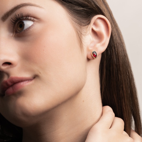 Boucles d'oreilles Grenat Goutte