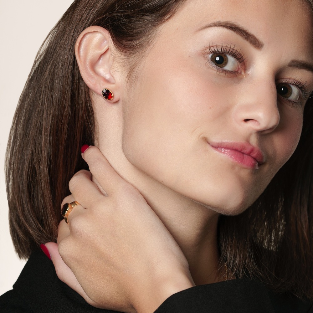 Boucles d'oreilles Grenat Ovale