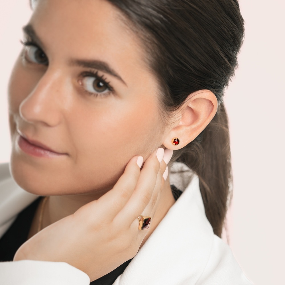 Boucles d'oreilles Grenat Rond