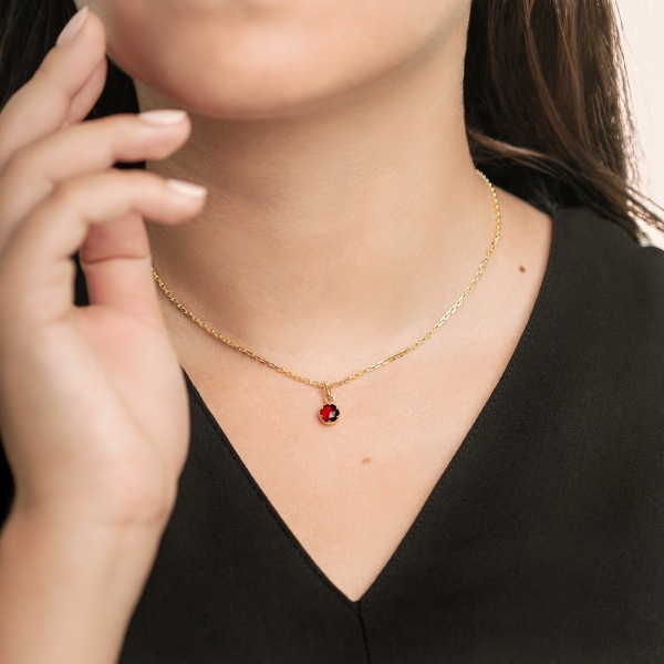 Pendentif Grenat Rond