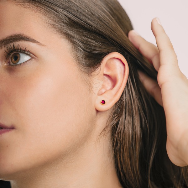 Boucles d'oreilles Grenat Rond