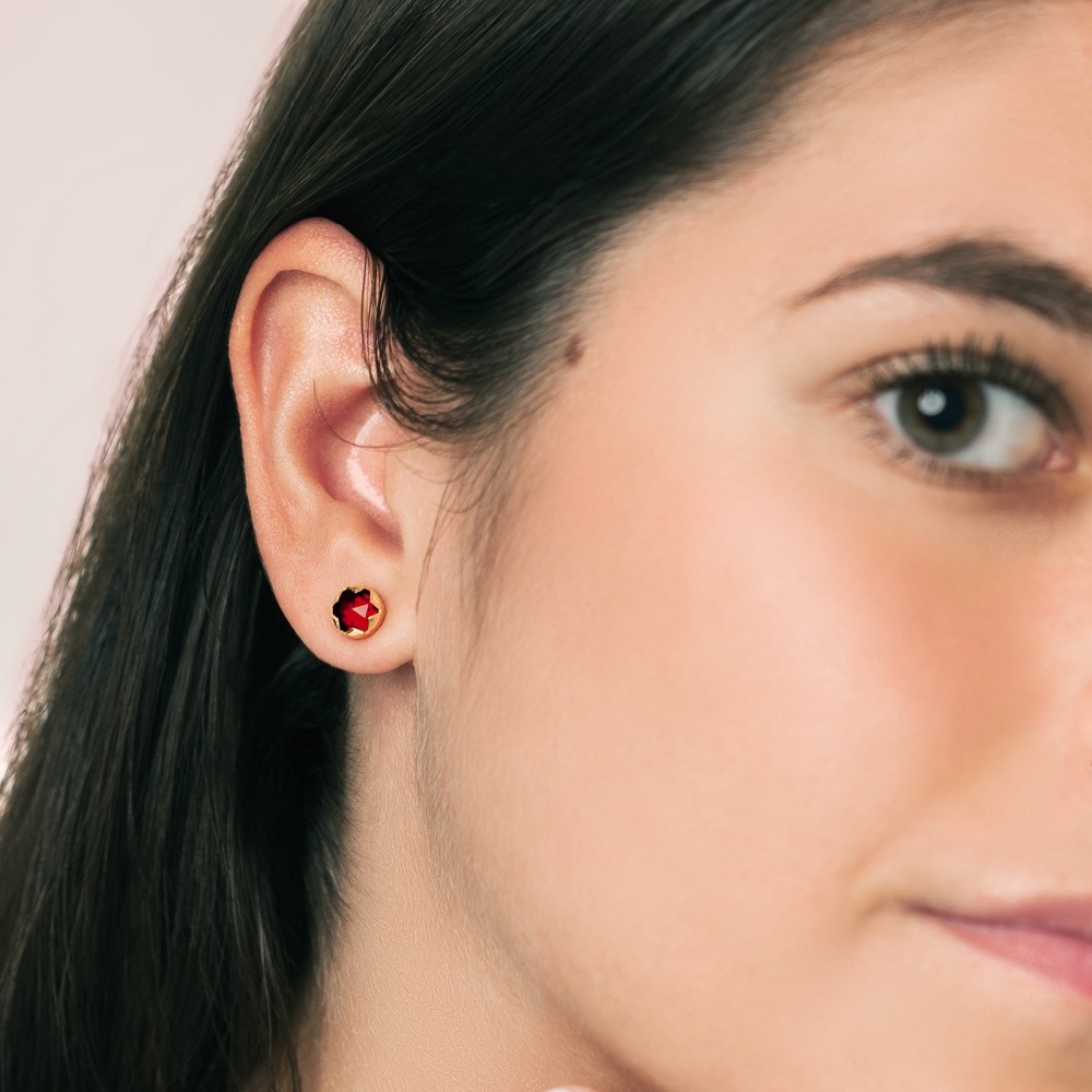 Boucles d'oreilles Grenat Rond