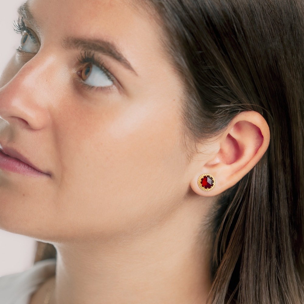 Boucles d'oreilles Grenat Rond