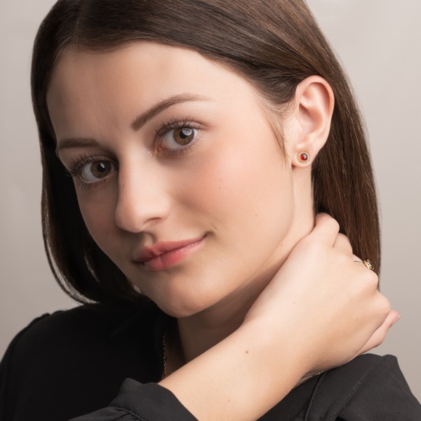 Boucles d'oreilles Grenat Rond